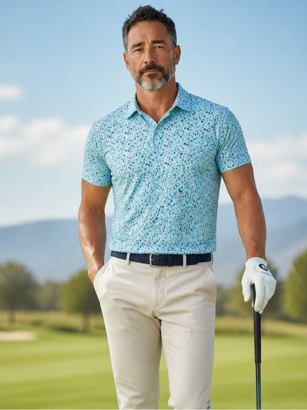 1764 Golf Polo Shirt Cocktail and Wine Glasses size Large